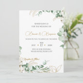 Invitation Élégant mariage Eucalyptus et verdure dorée (Debout devant)