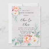 Invitation Élégant Mariage Eucalyptus Peonies Roses (Devant)