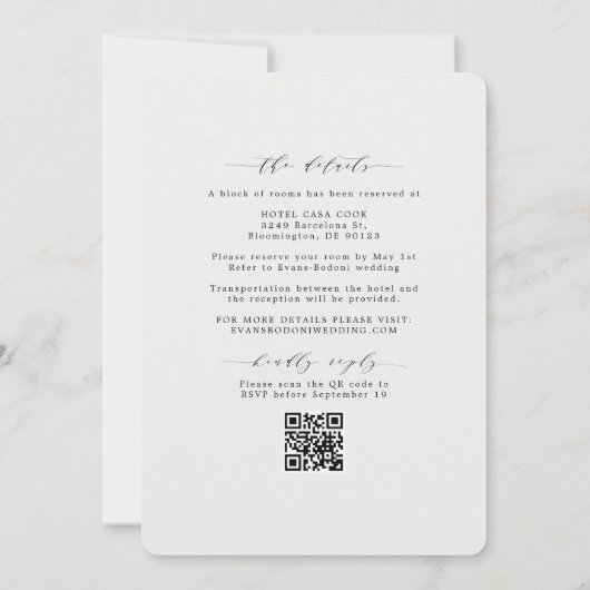 Invitation Elégant Mariage Eucalyptus tout en un RSVP QR Code (Dos)
