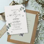 Invitation Elégant Mariage Eucalyptus tout en un RSVP QR Code