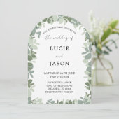 Invitation Élégant Mariage Eucalyptus vert Arch Sage (Debout devant)