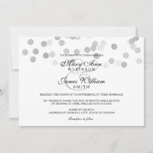 Invitation Elégant Mariage Faux Parties scintillant Argent Fo