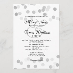 Invitation Elégant Mariage Faux Parties scintillant Argent Fo