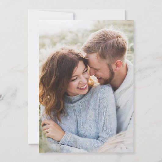 Invitation Élégant Mariage Faux Vellum Overlay Photo Monogram (Dos)