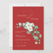 Invitation Élégant mariage feuillage de eucalyptus rouge (Devant)