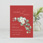 Invitation Élégant mariage feuillage de eucalyptus rouge (Debout devant)