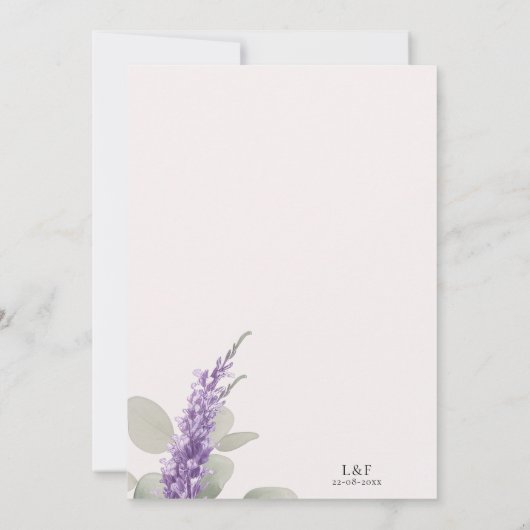 Invitation Élégant mariage feuille d'eucalyptus verdure lavan (Dos)