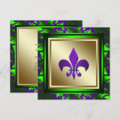 Invitation Élégant mariage Fleur de Lis Mardi Gras (Devant / Derrière)