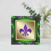 Invitation Élégant mariage Fleur de Lis Mardi Gras (Debout devant)