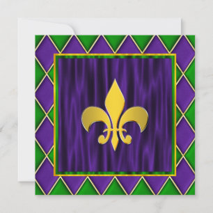 Invitation Élégant Mariage Fleur De Lis Mardi Gras