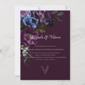 Invitation Élégant Mariage Fleur Gothique Sombre (Devant)