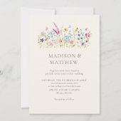 Invitation Élégant Mariage Fleur sauvage beige coloré (Devant)