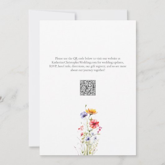 Invitation Élégant Mariage Fleur sauvage coloré (Dos)