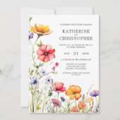 Invitation Élégant Mariage Fleur sauvage coloré (Devant)