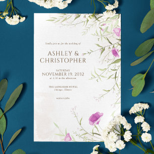 Invitation Élégant Mariage Fleur sauvage de lavande minimal