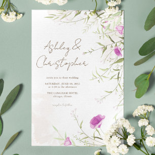 Invitation Élégant Mariage Fleur sauvage de lavande minimal