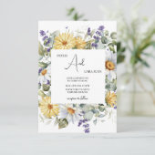 Invitation Élégant Mariage Fleur sauvage jaune violet (Debout devant)