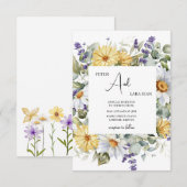 Invitation Élégant Mariage Fleur sauvage jaune violet (Devant / Derrière)