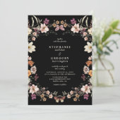 Invitation Élégant Mariage Fleur sauvage noir (Debout devant)