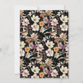 Invitation Élégant Mariage Fleur sauvage noir (Dos)