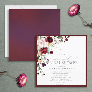 Invitation Élégant Mariage Fleur Watercolor Virtual Douche