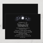 Invitation Élégant Mariage Fleuris Noir Après-Mariage (Devant / Derrière)