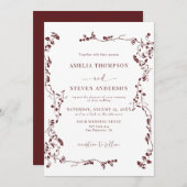 Invitation Élégant Mariage floral (Devant / Derrière)