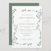 Invitation Élégant Mariage floral (Devant / Derrière)