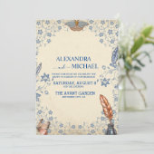 Invitation Élégant Mariage floral (Debout devant)
