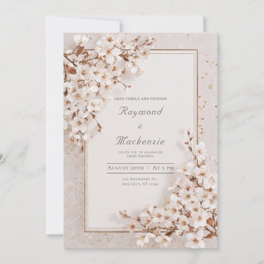 Invitation Élégant Mariage floral à fleurs blanches (Devant)