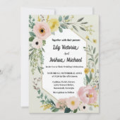 Invitation Elégant Mariage floral aquarelle (Devant)
