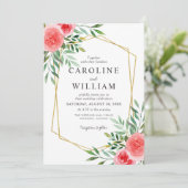 Invitation Elégant Mariage floral aquarelle (Debout devant)