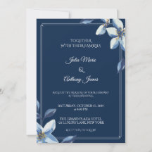 Élégant mariage floral aquarelle bleu marine