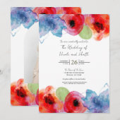 Invitation Élégant mariage floral aquarelle printemps (Devant / Derrière)