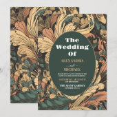 Invitation Élégant Mariage Floral Art Nouveau (Devant / Derrière)