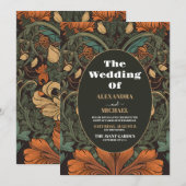 Invitation Élégant Mariage Floral Art Nouveau (Devant / Derrière)