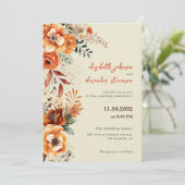 Invitation Élégant mariage floral automnal 1 photo (Debout devant)