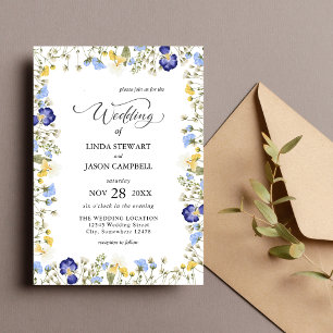 Invitation Élégant mariage floral automnal en couleurs aquare