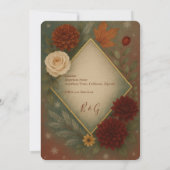 Invitation élégant mariage floral automne enregistrer la date (Dos)