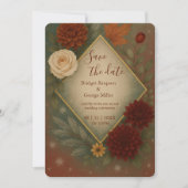 Invitation élégant mariage floral automne enregistrer la date (Devant)