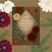 Invitation élégant mariage floral automne enregistrer la date