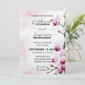 Invitation Élégant Mariage floral avec orchidées de teigne ro (Debout devant)