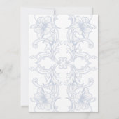 Invitation Elégant Mariage Floral Baroque bleu français (Dos)