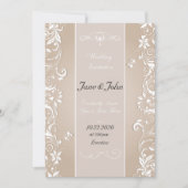 Invitation Élégant Mariage floral beige (Devant)