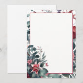 Invitation Élégant Mariage floral blanc (Devant / Derrière)