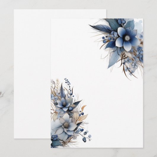 Invitation Élégant Mariage floral blanc (Devant / Derrière)