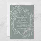Invitation Élégant Mariage floral blanc blanc vert Sage (Devant)