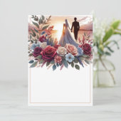 Invitation Élégant Mariage floral blanc de mariée et de chamb (Debout devant)