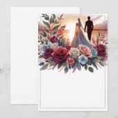 Invitation Élégant Mariage floral blanc de mariée et de chamb (Devant / Derrière)