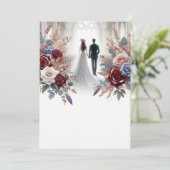 Invitation Élégant Mariage floral blanc de mariée et de chamb (Debout devant)